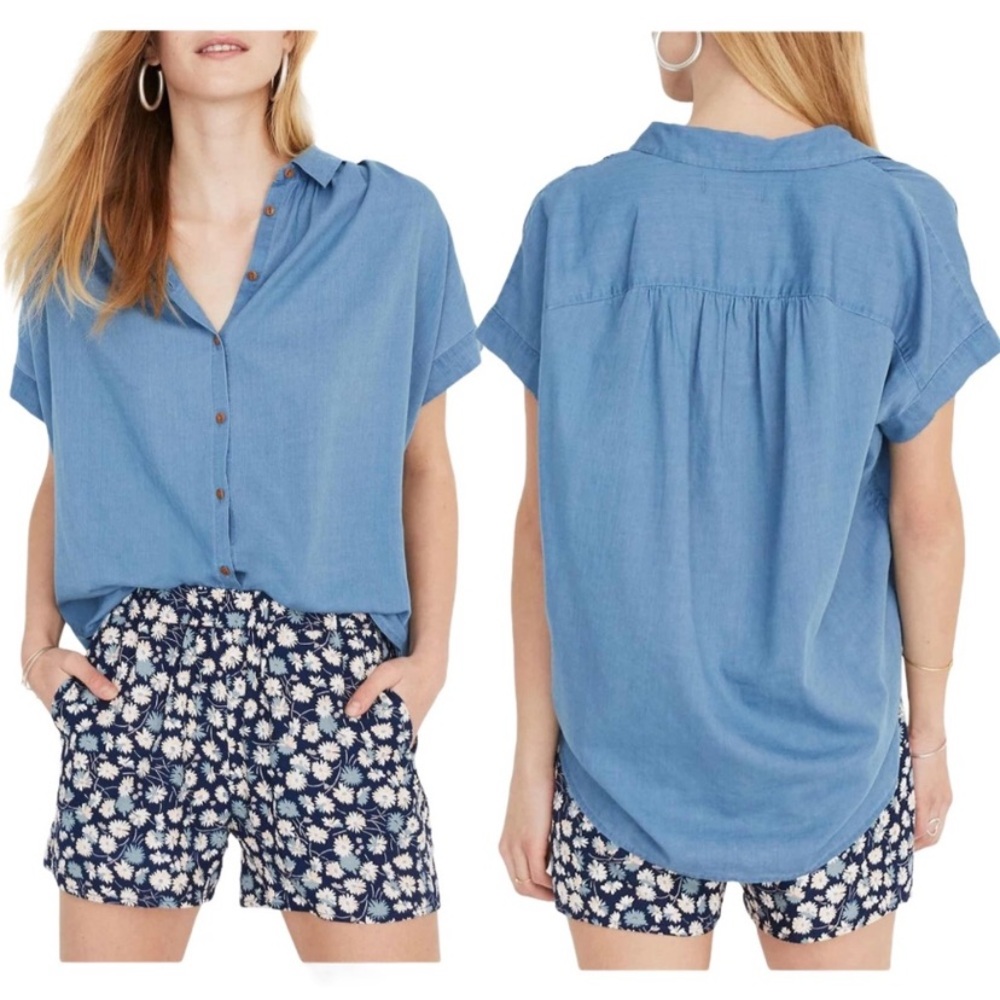 Madewell central shirt in bright indigo XS chambray denim western rodeo